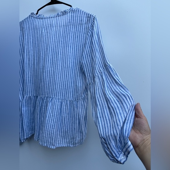 Rails Raylyn Fremont Linen Rayon Blend Blue White Striped Boho Blouse Top Small - Picture 12 of 16